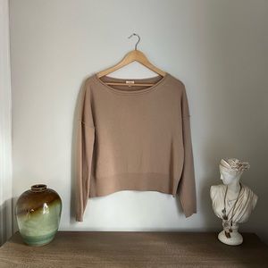Cuyana wool cashmere boatneck sweater - camel tan small